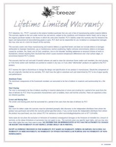 Eze-Breeze Warranty